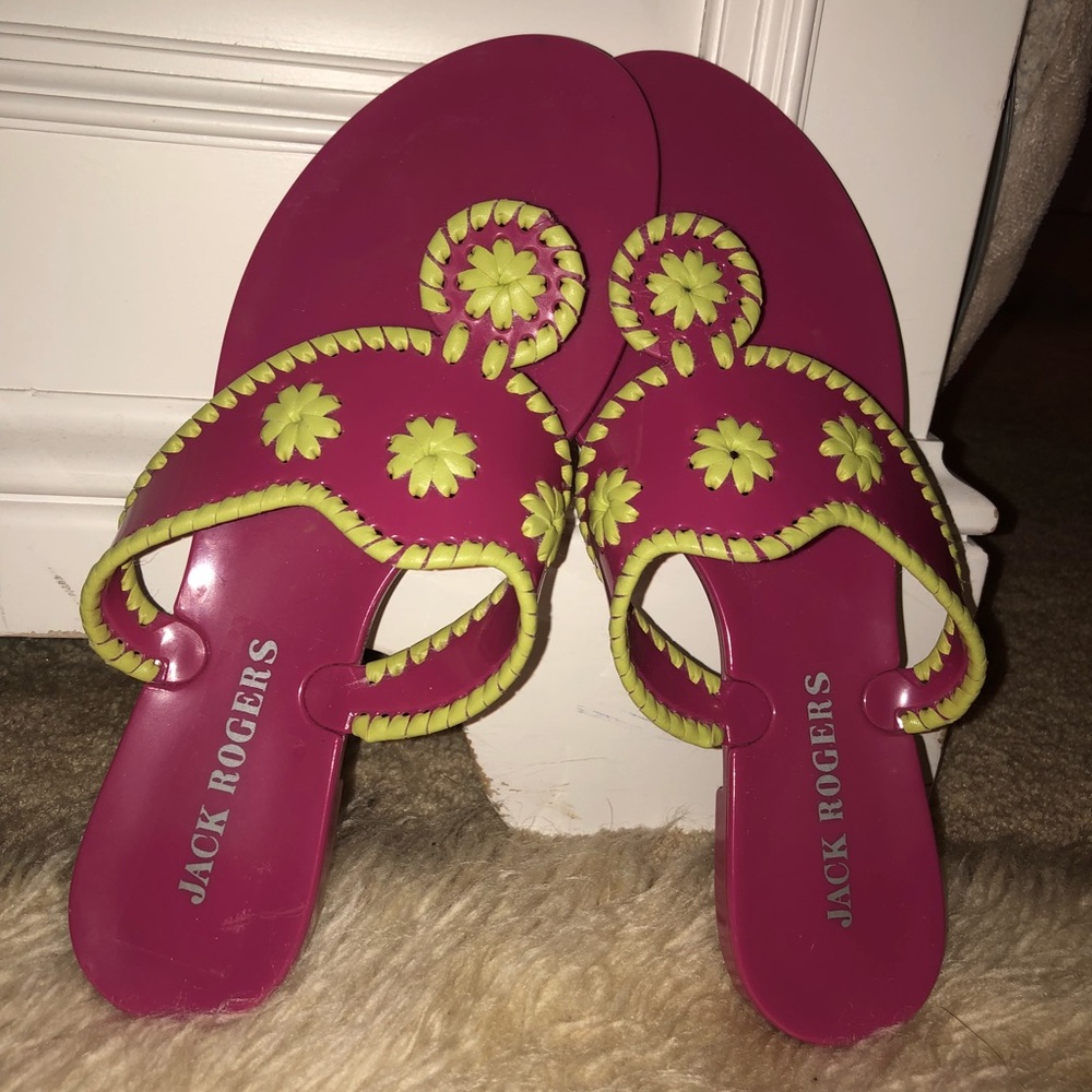 Jack Rogers Green and Pink Jelly Sandal